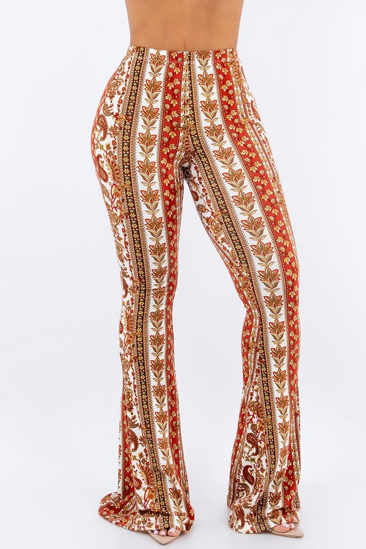 BOHO PRINTED FLARED PANTS