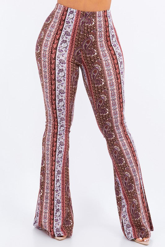 BOHO PRINTED FLARED PANTS